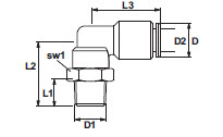 PUSH IN FITTING ELBOW M8 X 1
